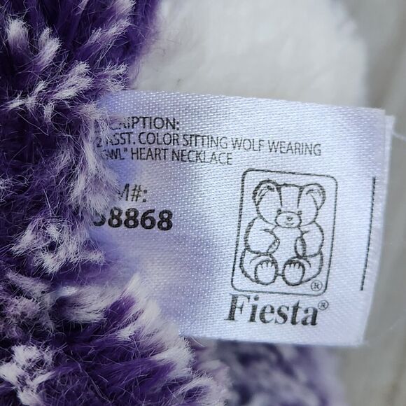 Fiesta Great Wolf Lodge Plush Purple & White Fuzzy Wolf Dog 9" - Picture 11 of 12